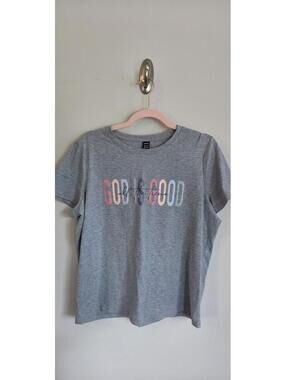 SHEIN Gray Graphic Slogan Crew Neck Short Sleeve Tee Size XL